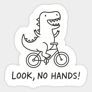 Funny T-Rex on Bicycle Look No Hands Cycling Humor Sticker